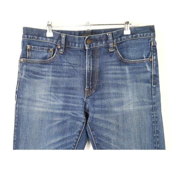 NWOT UNIQLO Dark Wash Slim Straight Men's Jeans Blue 34X32 - Picture 2 of 7